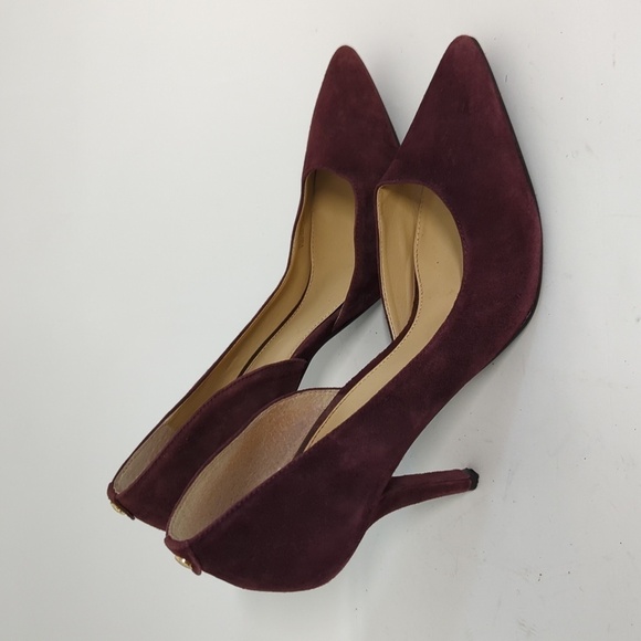 Michael Michael Kors Pointy Toe Suede Stiletto Pumps Maroon 8.5 evening cocktail - Picture 3 of 8